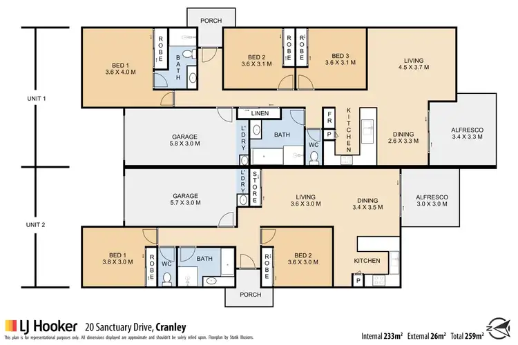 Floorplan of Homely semi-detached listing, 1&2/20 Sanctuary Drive, Cranley QLD 4350