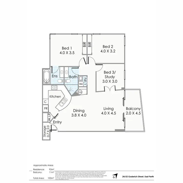 Floorplan of Homely apartment listing, 24/52-56 Goderich Street, East Perth WA 6004