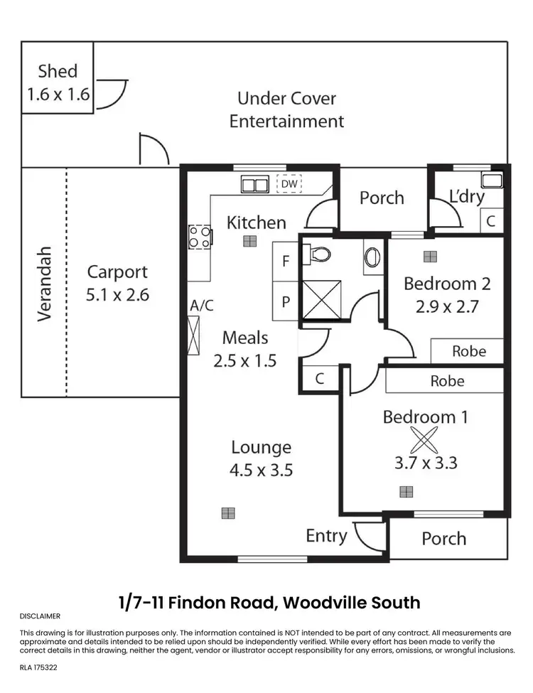 Floorplan of Homely unit listing, 1/7-11 Findon Road, Woodville South SA 5011