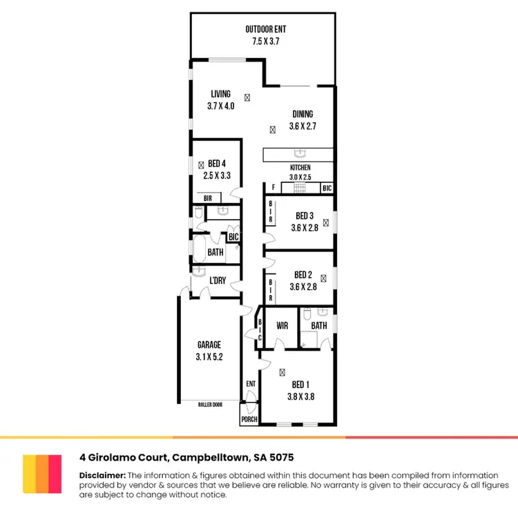 Floorplan of Homely house listing, 4 Girolamo Court, Campbelltown SA 5074