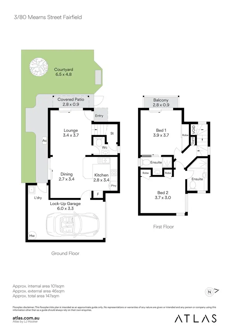Floorplan of Homely townhouse listing, 3/80 Mearns Street, Fairfield QLD 4103