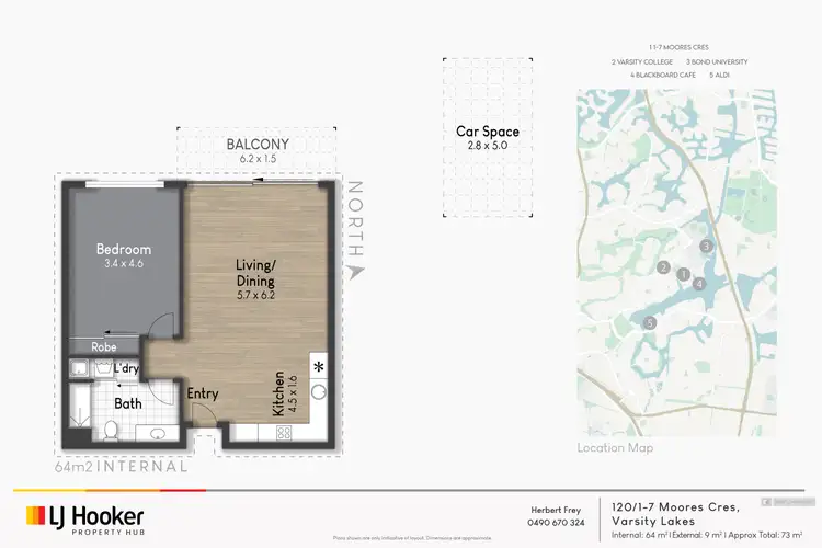 Floorplan of Homely apartment listing, 120/1-7 Moores Crescent, Varsity Lakes QLD 4227