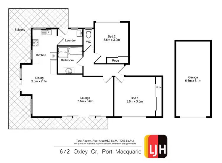 Floorplan of Homely unit listing, 6/2 Oxley Crescent, Port Macquarie NSW 2444