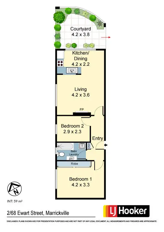 Floorplan of Homely apartment listing, 2/68 Ewart Street, Marrickville NSW 2204