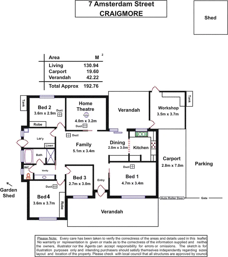 Floorplan of Homely house listing, 7 Amsterdam Street, Craigmore SA 5114