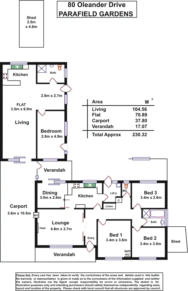 Floorplan of Homely house listing, 80 Oleander Drive, Parafield Gardens SA 5107