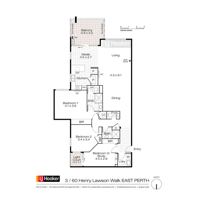 Floorplan of Homely apartment listing, 3/60-62 Henry Lawson Walk, East Perth WA 6004
