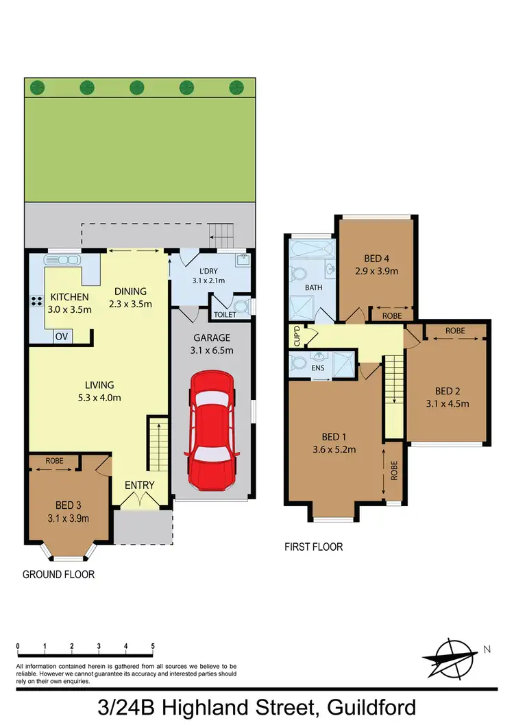 Floorplan of Homely townhouse listing, 3/24b Highland Street, Guildford NSW 2161