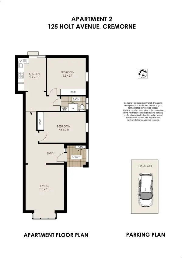 Floorplan of Homely apartment listing, 2/125 Holt Avenue, Cremorne NSW 2090