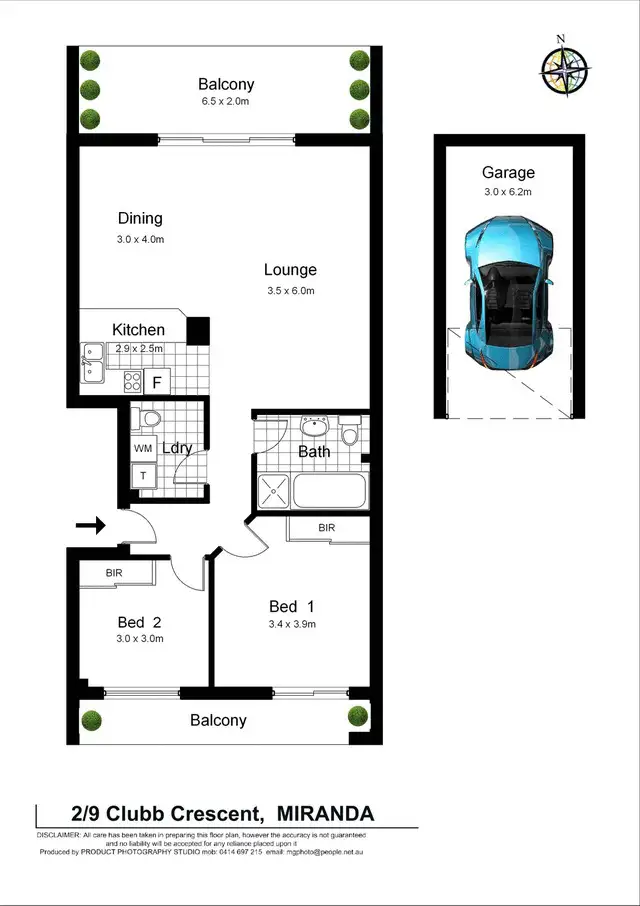 Floorplan of Homely unit listing, 2/9 Clubb Crescent, Miranda NSW 2228
