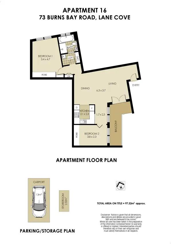 Floorplan of Homely apartment listing, 16/73 Burns Bay Road, Lane Cove NSW 2066