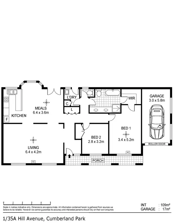 Floorplan of Homely unit listing, 1/35a Hill Avenue, Cumberland Park SA 5041