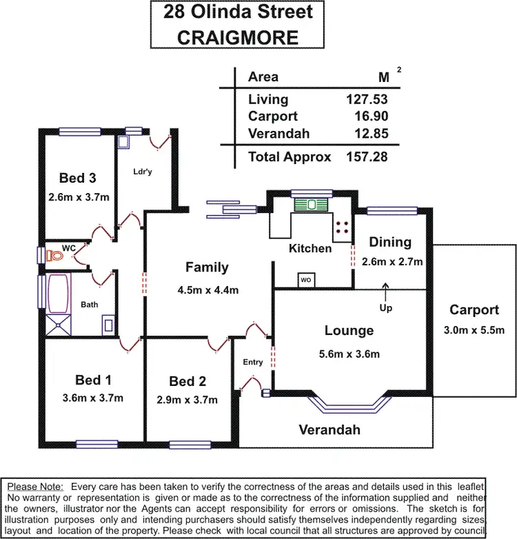 Floorplan of Homely house listing, 28 Olinda Street, Craigmore SA 5114