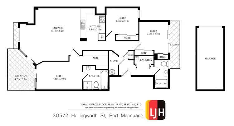 Floorplan of Homely unit listing, 305/2 Hollingworth Street, Port Macquarie NSW 2444