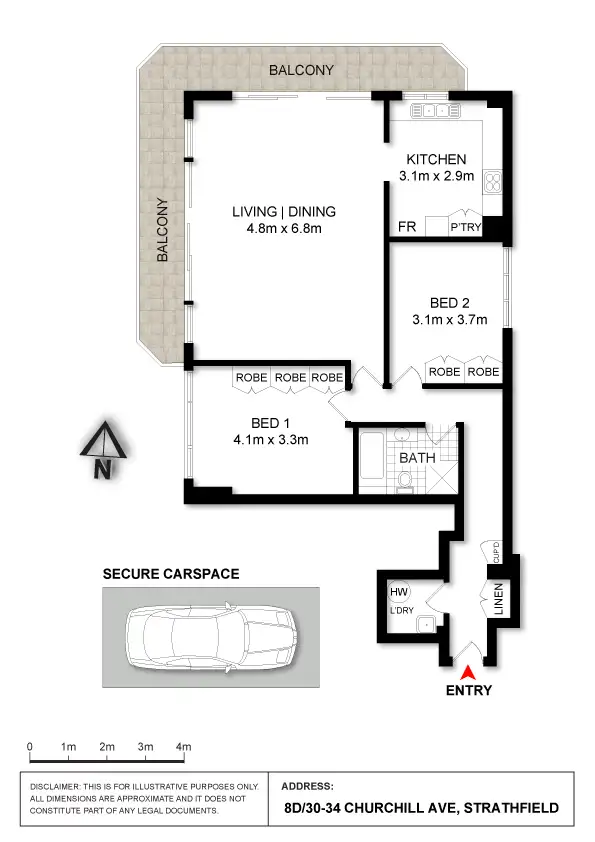Floorplan of Homely apartment listing, 8D/30-34 Churchill Avenue, Strathfield NSW 2135