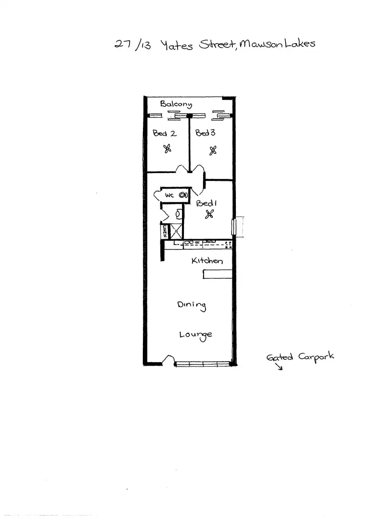 Floorplan of Homely unit listing, 27-13 Yates Street, Mawson Lakes SA 5095