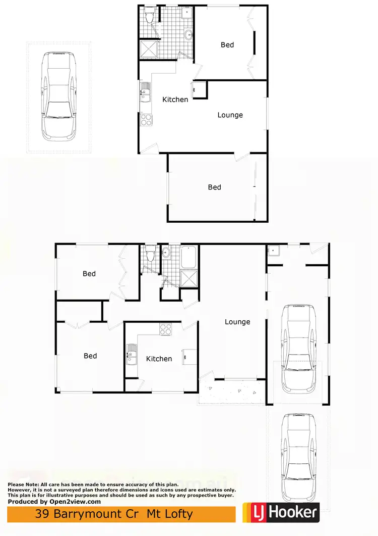 Floorplan of Homely semi-detached listing, 1 & 2 39 Barrymount Crescent, Mount Lofty QLD 4350