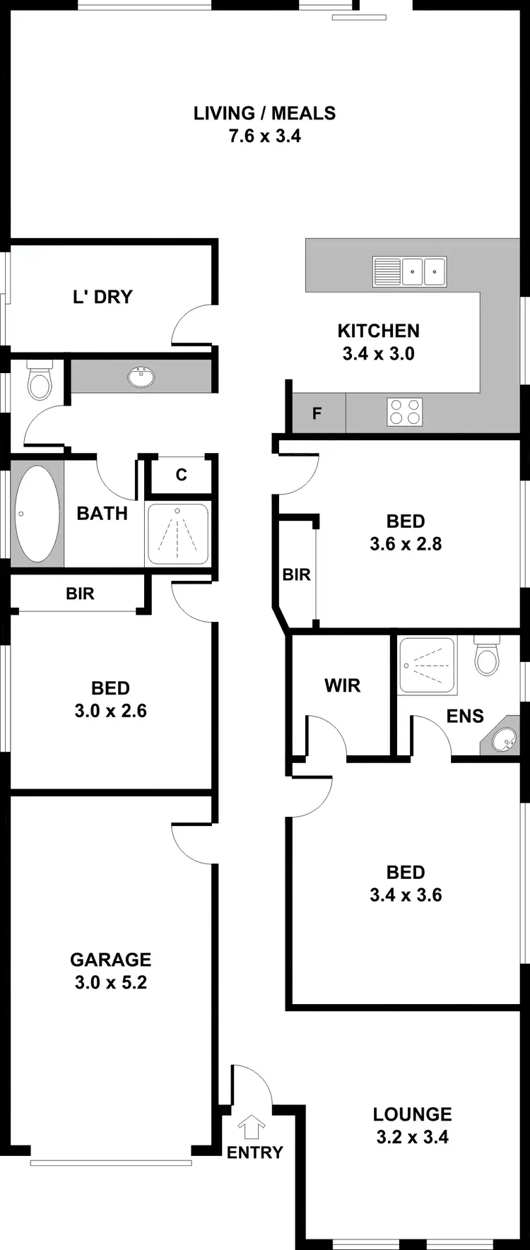 Floorplan of Homely villa listing, 28a Rossiter Drive, Evanston Park SA 5116