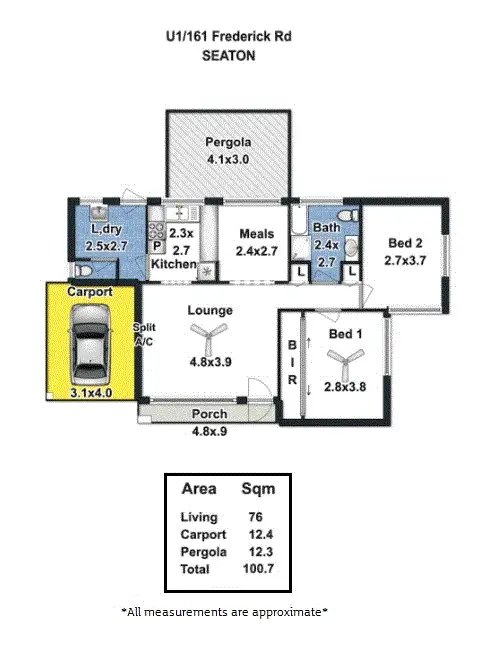 Floorplan of Homely unit listing, 1/161 Frederick Road, Seaton SA 5023