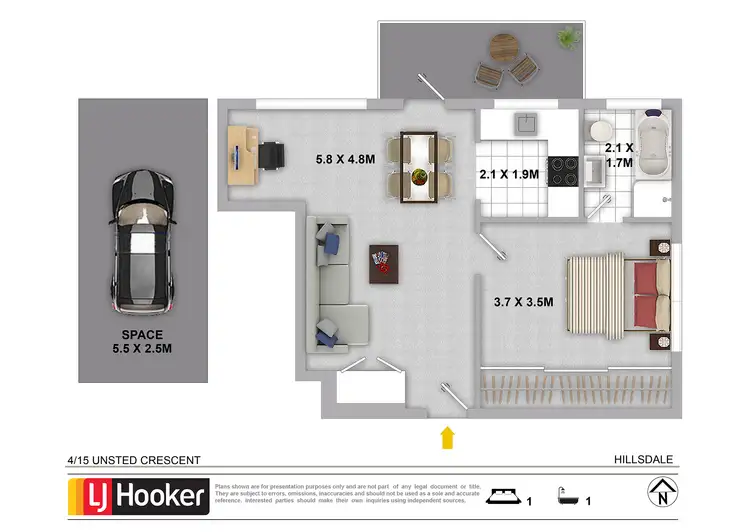 Floorplan of Homely apartment listing, 4/15 Unsted Crescent, Hillsdale NSW 2036