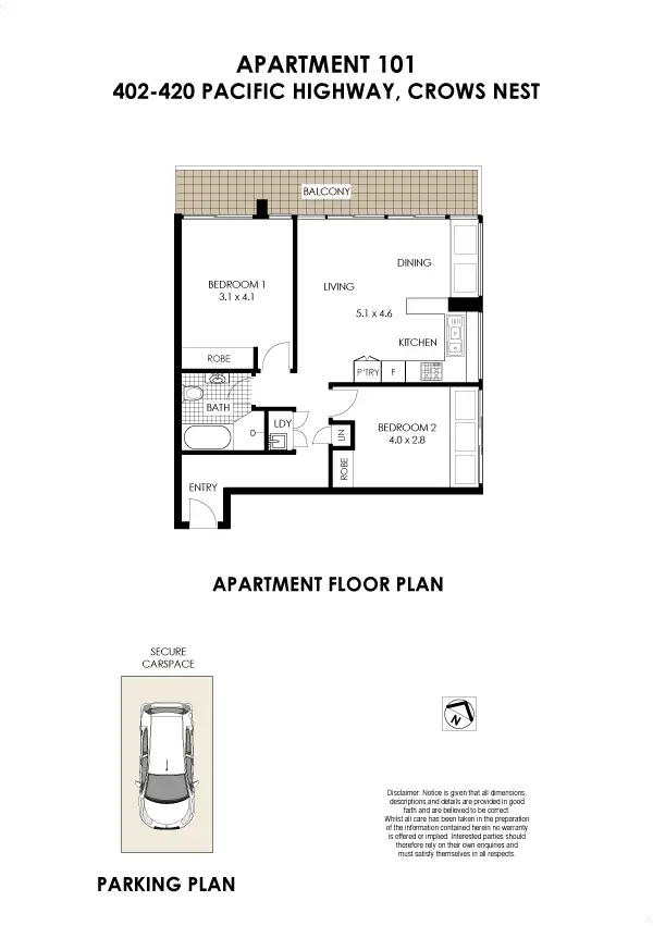 Floorplan of Homely apartment listing, 101/402-42 Pacific Highway, Crows Nest NSW 2065