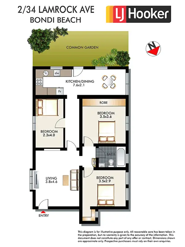 Floorplan of Homely apartment listing, 2/34 Lamrock Avenue, Bondi Beach NSW 2026