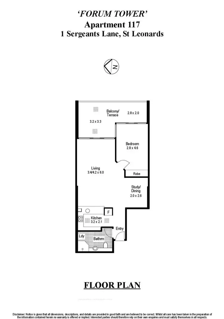 Floorplan of Homely apartment listing, 117/1 Sergeants Lane, St Leonards NSW 2065