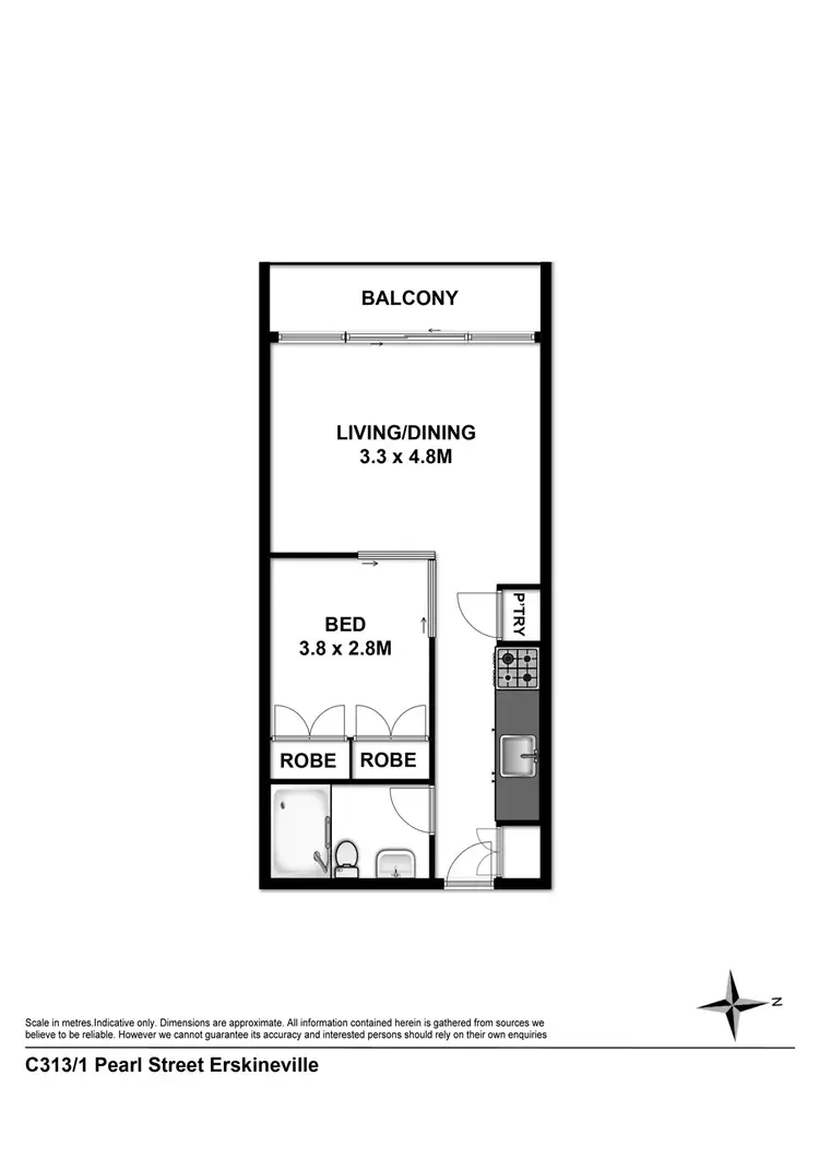 Floorplan of Homely apartment listing, C313/1 Pearl Street, Erskineville NSW 2043