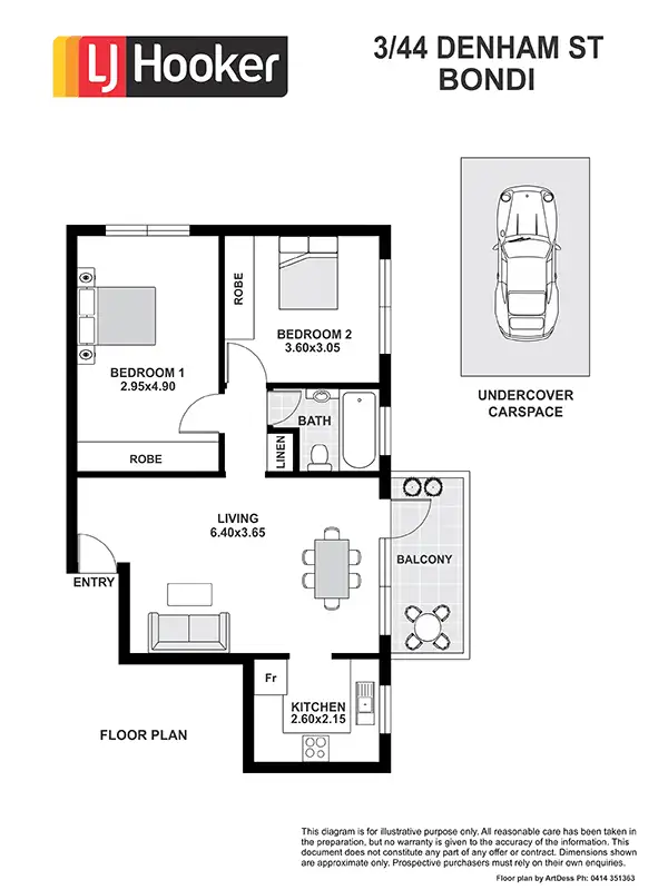 Floorplan of Homely unit listing, 3/44 Denham Street, Bondi NSW 2026