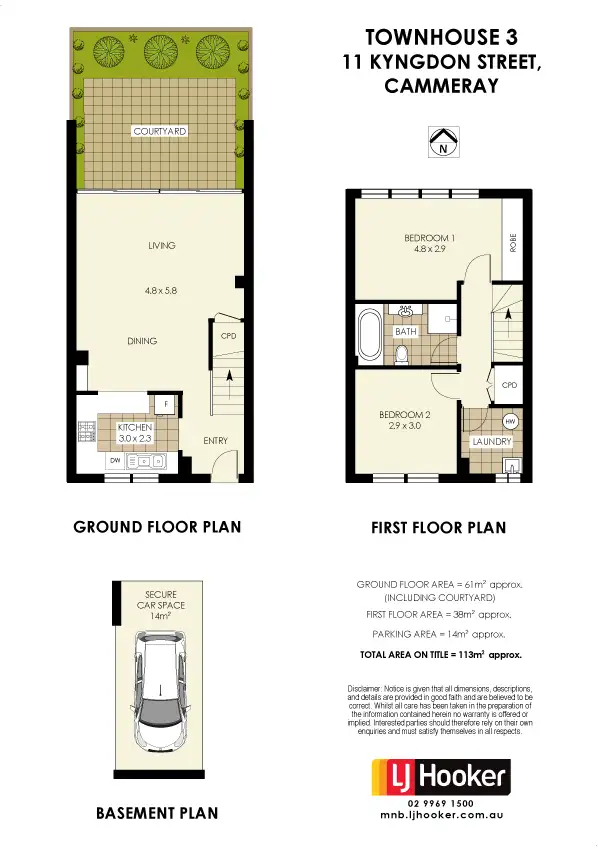 Floorplan of Homely townhouse listing, 3/11 Kyngdon Street, Cammeray NSW 2062