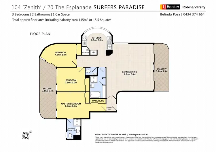 Floorplan of Homely apartment listing, 104/20 The Esplanade, Surfers Paradise QLD 4217