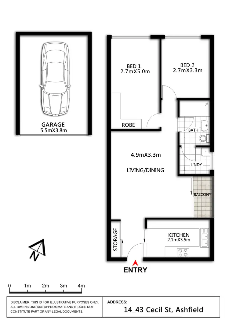 Floorplan of Homely unit listing, 14/43 Cecil Street, Ashfield NSW 2131