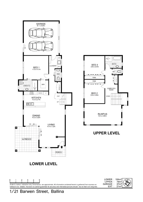 Floorplan of Homely townhouse listing, 1/21 Barwen Street, East Ballina NSW 2478
