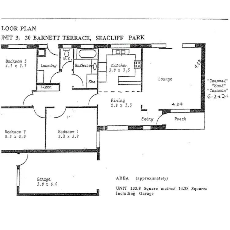 Floorplan of Homely unit listing, 3/20 Barnett Terrace, Seacliff Park SA 5049
