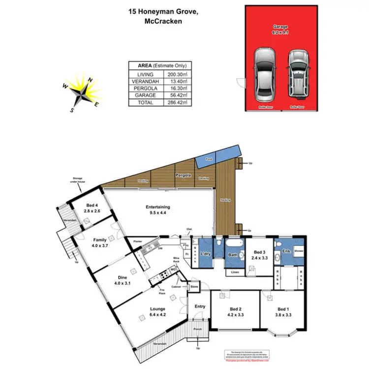 Floorplan of Homely house listing, 15 Honeyman Grove, Mccracken SA 5211