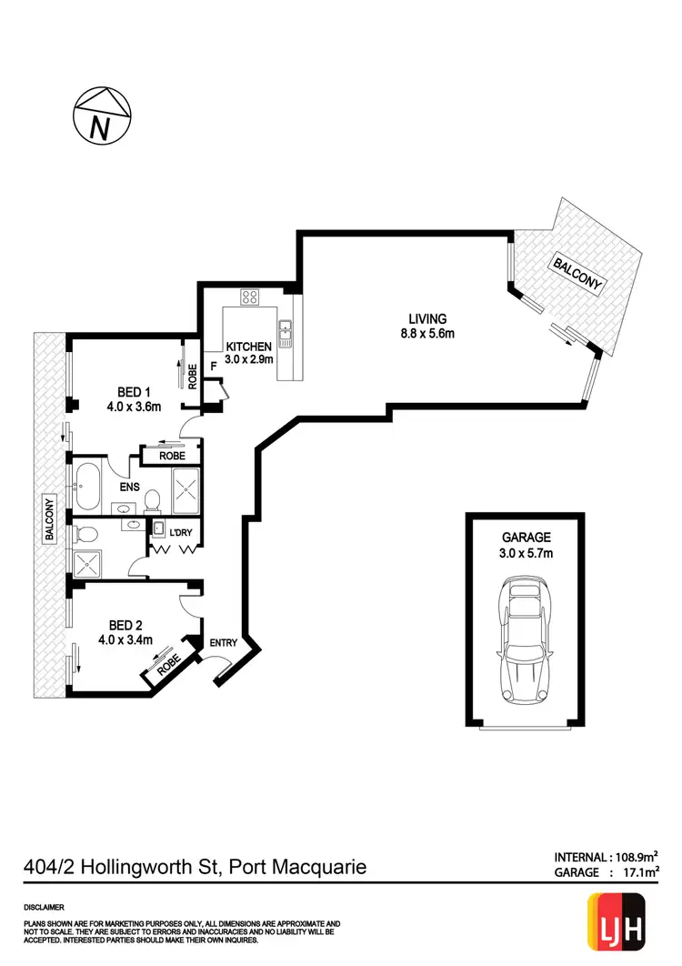 Floorplan of Homely unit listing, 404/2 Hollingworth Street, Port Macquarie NSW 2444