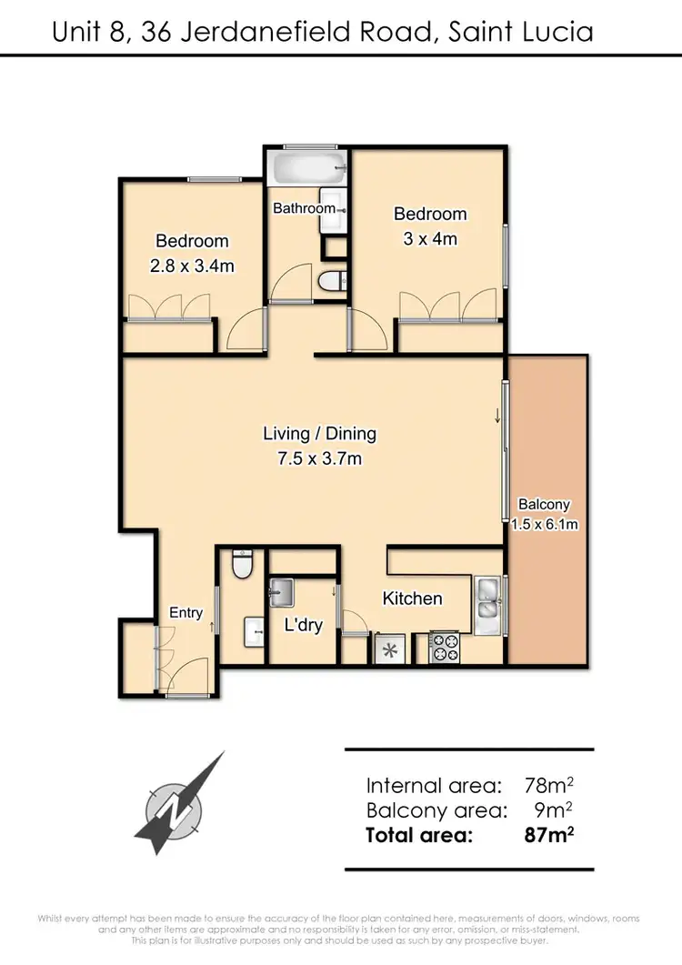 Floorplan of Homely unit listing, 8/36 Jerdanefield Road, St Lucia QLD 4067