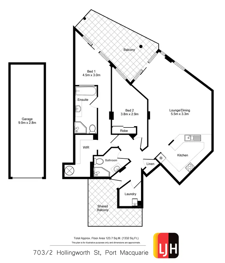 Floorplan of Homely apartment listing, 703/2 Hollingworth Street, Port Macquarie NSW 2444