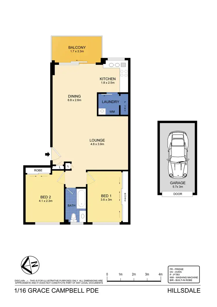 Floorplan of Homely apartment listing, 1/16 Grace Campbell Crescent, Hillsdale NSW 2036