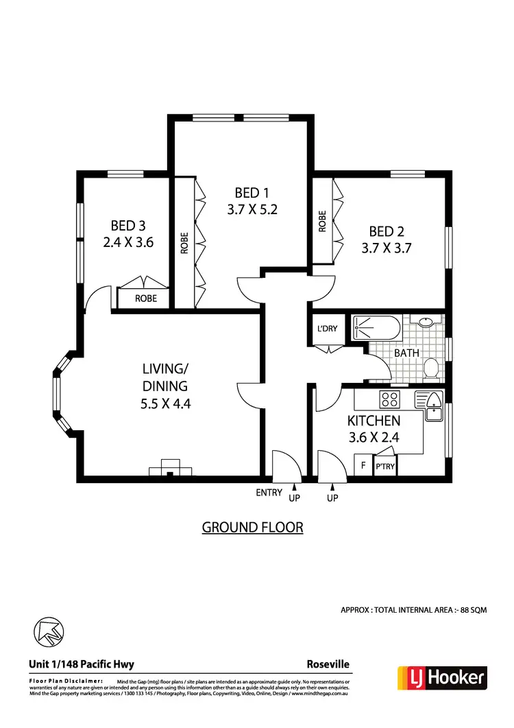 Floorplan of Homely unit listing, 1/148 Pacific Highway, Roseville NSW 2069