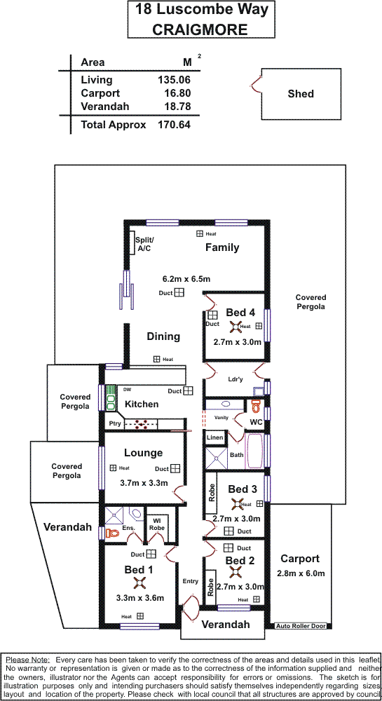 Floorplan of Homely house listing, 18 Luscombe Way, Craigmore SA 5114