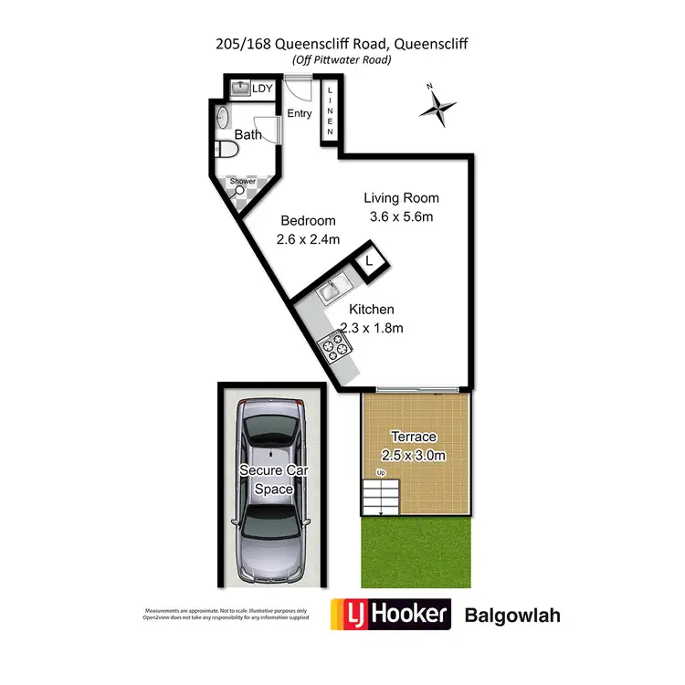 Floorplan of Homely studio listing, 205/168 Queenscliff Road, Queenscliff NSW 2096
