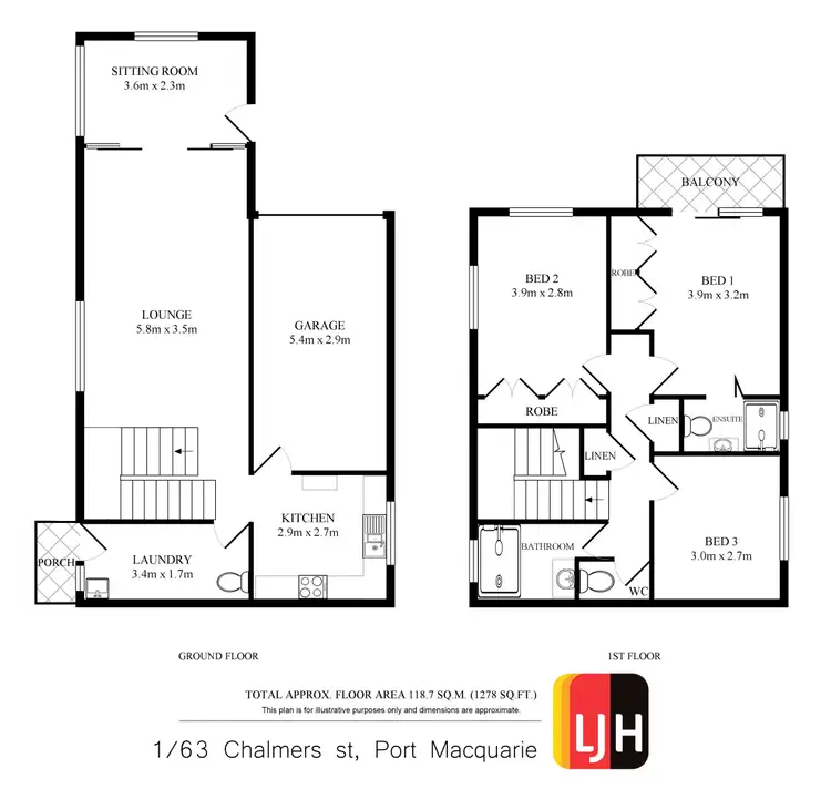 Floorplan of Homely townhouse listing, 1/63 Chalmers Street, Port Macquarie NSW 2444