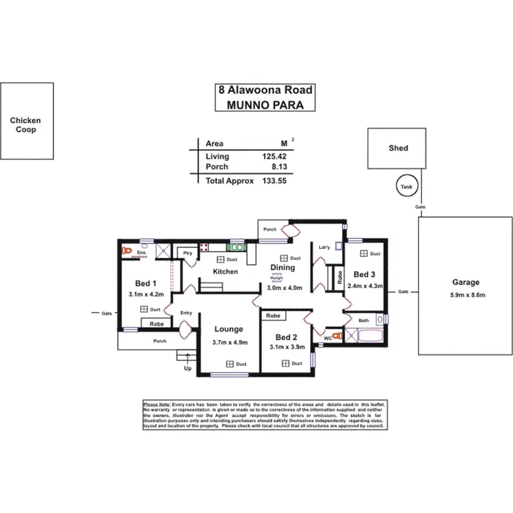 Floorplan of Homely house listing, 8 Alawoona Road, Munno Para SA 5115
