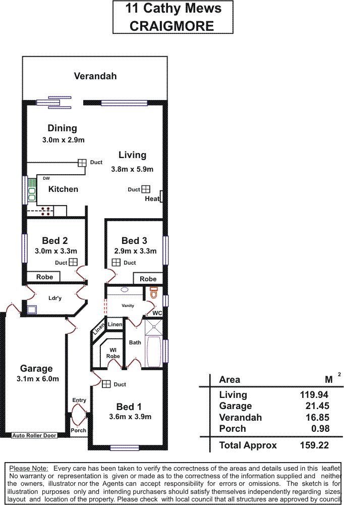 Floorplan of Homely house listing, 11 Cathy Mews, Craigmore SA 5114