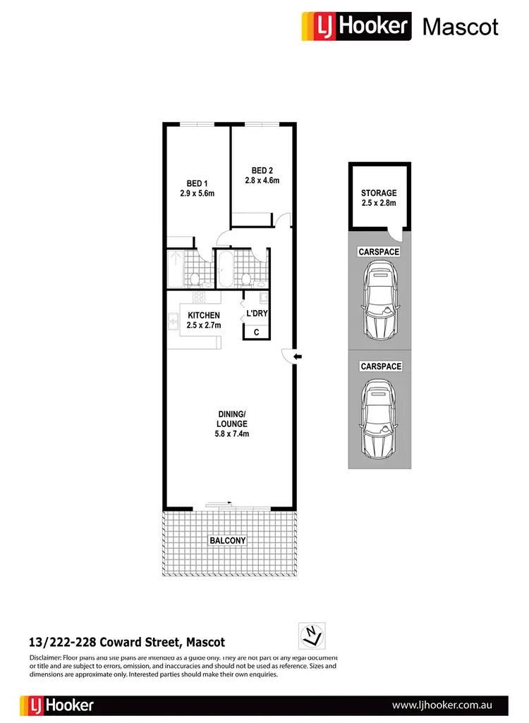 Floorplan of Homely apartment listing, 13/228 Coward Street, Mascot NSW 2020