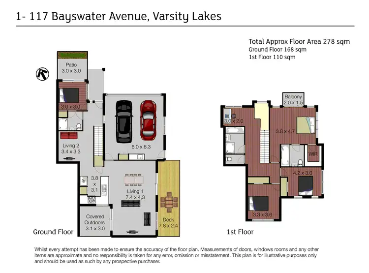 Floorplan of Homely townhouse listing, 1/117 Bayswater Avenue, Varsity Lakes QLD 4227