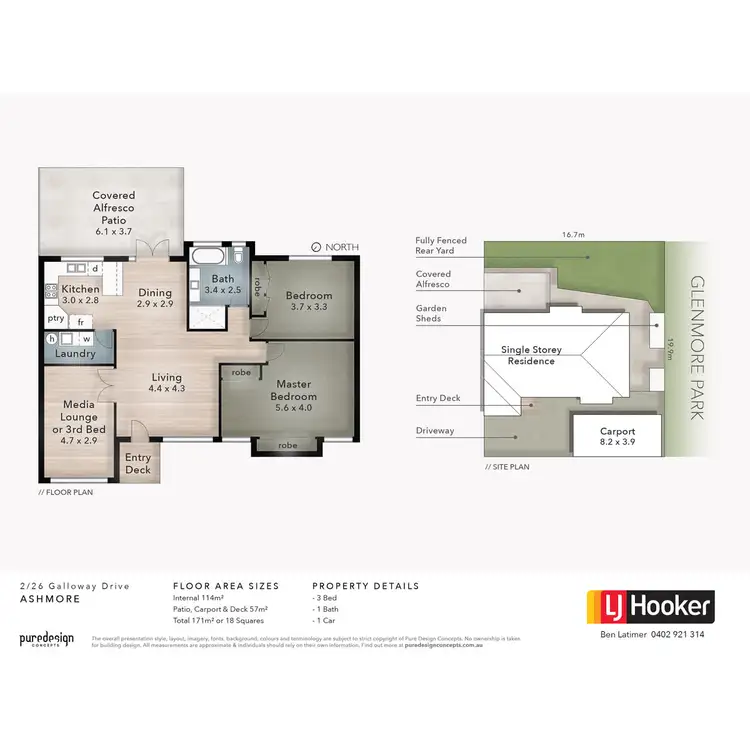 Floorplan of Homely semi-detached listing, 2/26 Galloway Drive, Ashmore QLD 4214