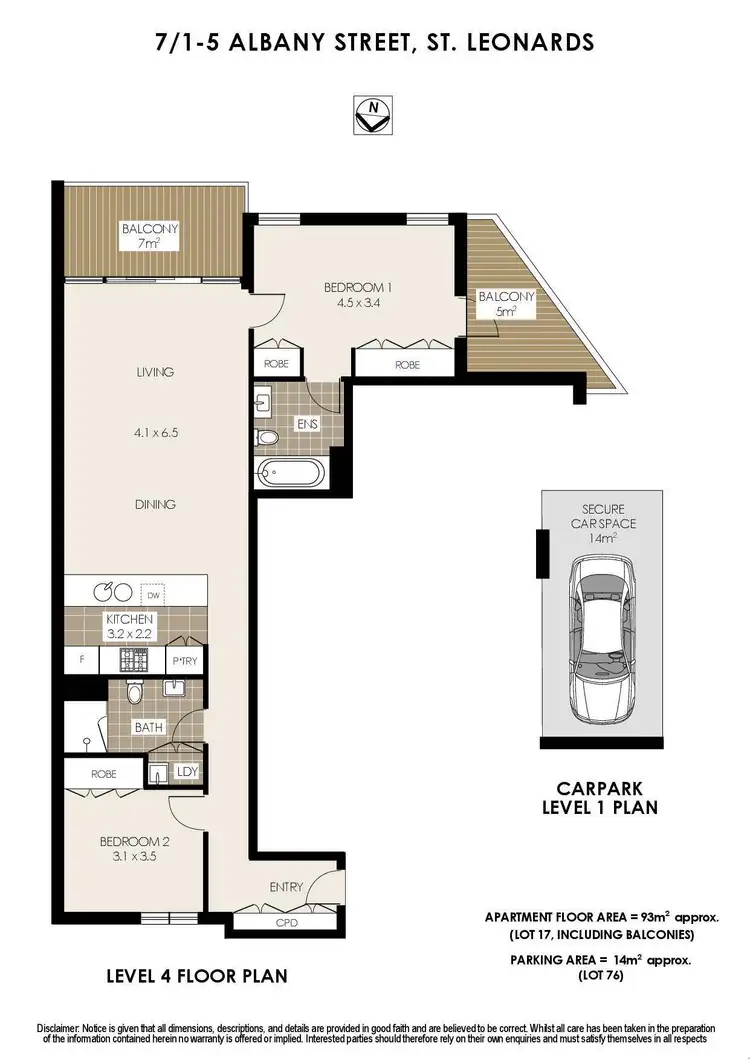 Floorplan of Homely apartment listing, 7/1-5 Albany Street, St Leonards NSW 2065