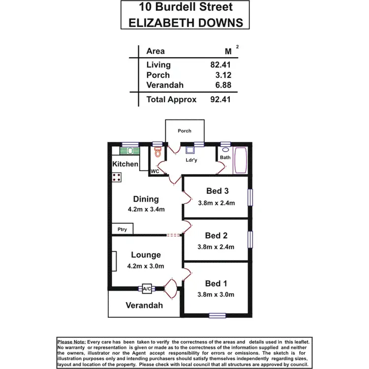 Floorplan of Homely semi-detached listing, 10 Burdell Street, Elizabeth Downs SA 5113